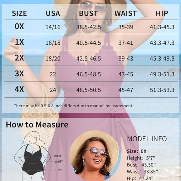 Charmo Plus Size Swimsuit for Women Swim Dress One Piece Tummy Control 3x - Picture 7 of 7